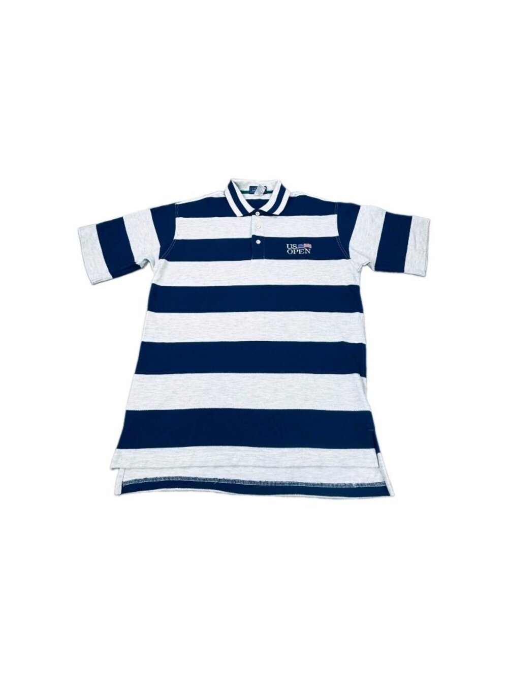 Vintage U.S. Open Golf Collection Polo Shirt Mens Large Blue Gray Cotton Striped